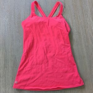 Athleta Hot Pink Optimism Tank Top Built In Bra